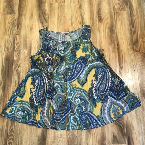CB casual Tops - CB Blue/Yellow Paisley Tank 2X